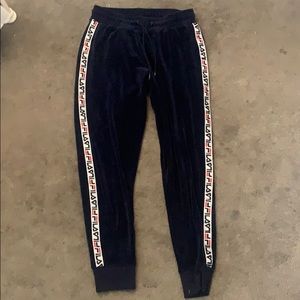 navy blue velvet fila sweatpants